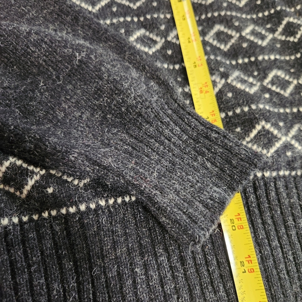 Vtg J G Hook Shetland Wool Black Cream Fair Isle Nordic Size 38 Small - Picture 14 of 16